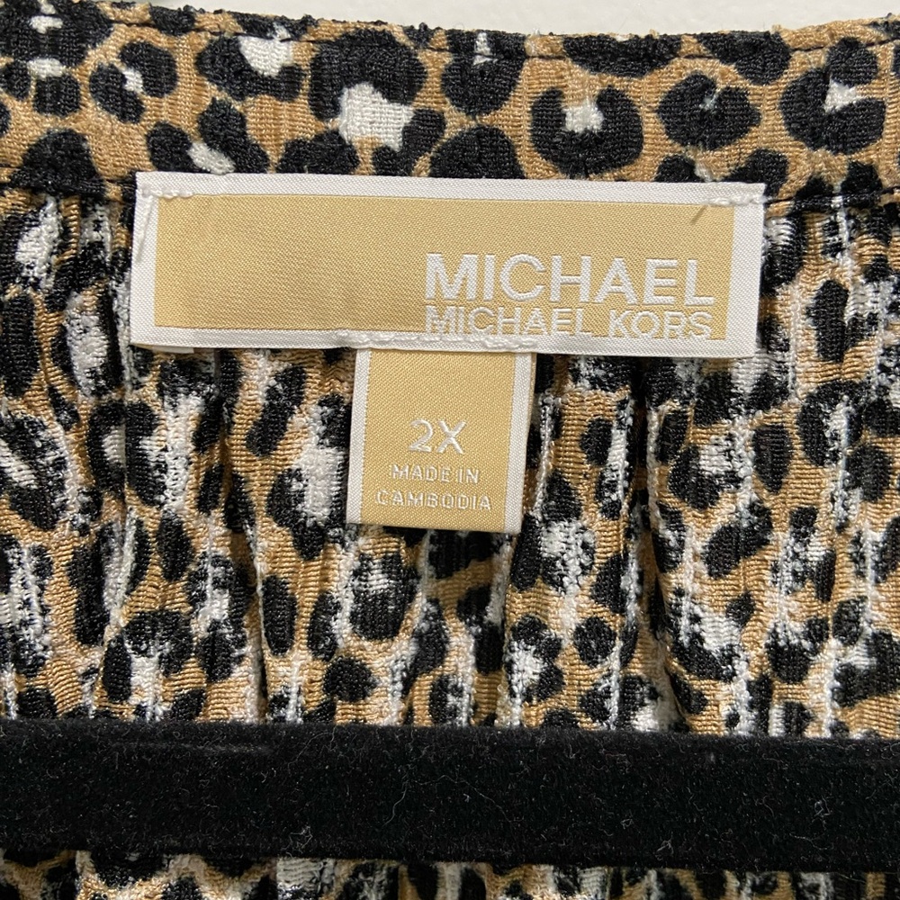 Michael Kors Tan and Black Leopard Print Blouse NWOT - Picture 2 of 10